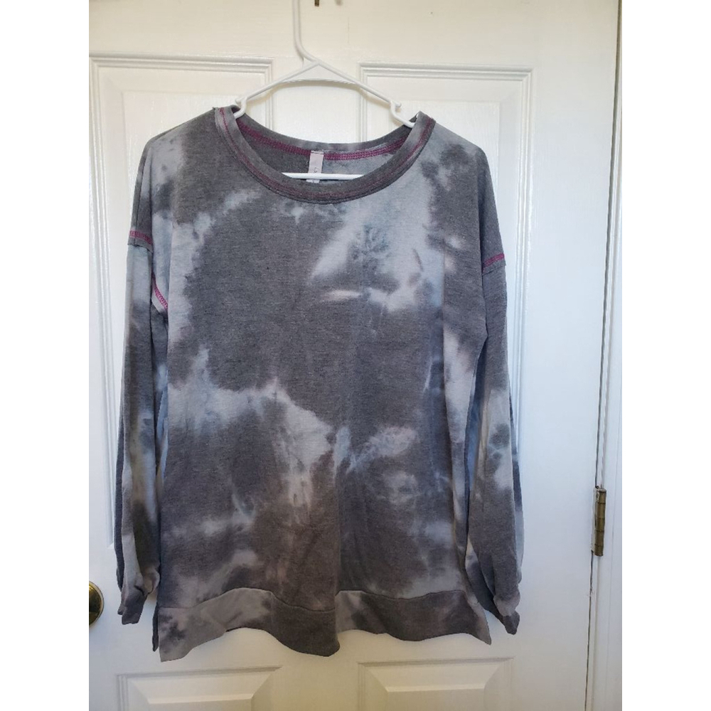 Women's honeyme Long Sleeve Top Size S Gray Tie Dye